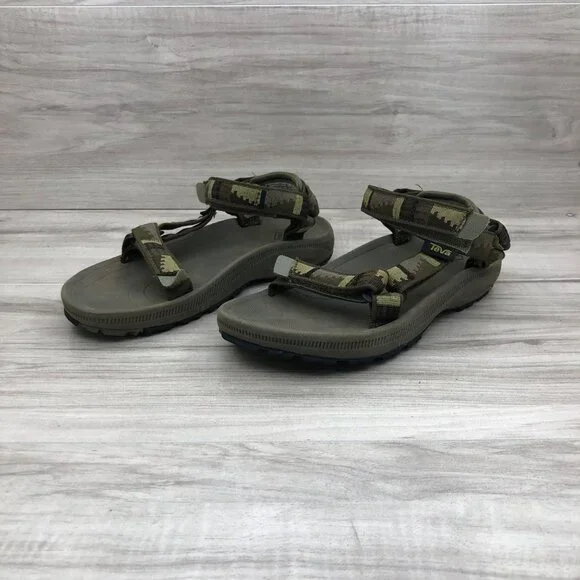 Teva Sandals Kids 2 Hurricane Green Hook and Loop Adjustable Strap Outdoor Shoes - Picture 3 of 11